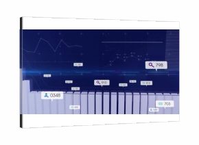 Displaying 3D bar chart columns in dashboard, with floating labels, icons and line graph markers