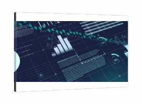 Displaying data dashboard on grid plane with bar charts line graph gauges data table annotations