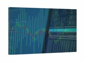 Displaying monitors showing encryption status bar, hex dump and chart in tech workspace, copy space