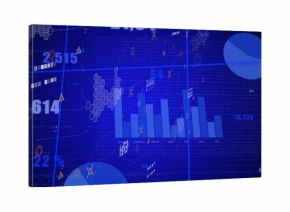 Displaying blue bar graph spanning January to July on dashboard, with hexagon clusters and numbers