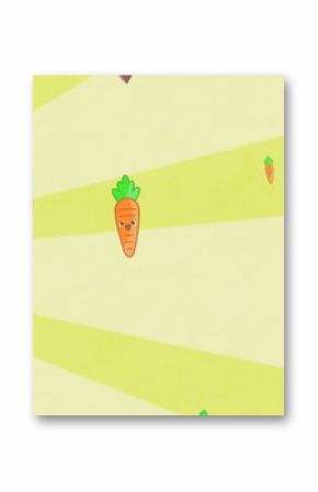 Image of vegetables falling on yellow striped background