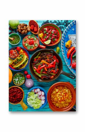 Mexican food mix colorful background