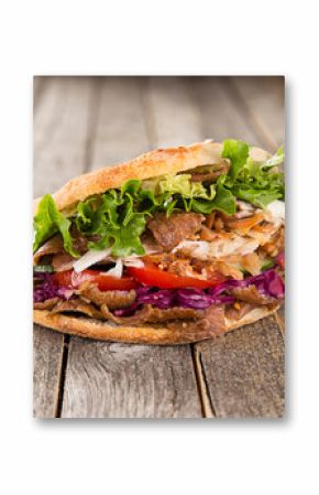Close up of kebab sandwich