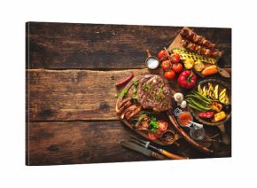 Grilled meat and vegetables