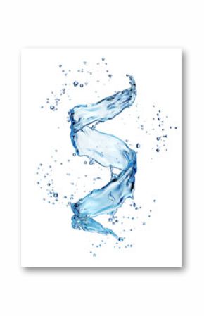 Plusk wody w postaci spiralnego niebieskiego koloru