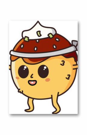 Cartoon round food character is featuring sauce mayo garnish and headband on transparent background