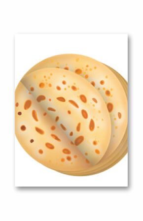 stack of spotted flatbreads is being shown on transparent background, revealing multiple layers