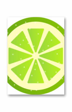 Lime slice is floating in flat illustration featuring cream ring and white dots on transparent