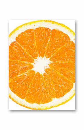 Orange slice appearing overhead in flat design with brushstroke pulp on transparent background