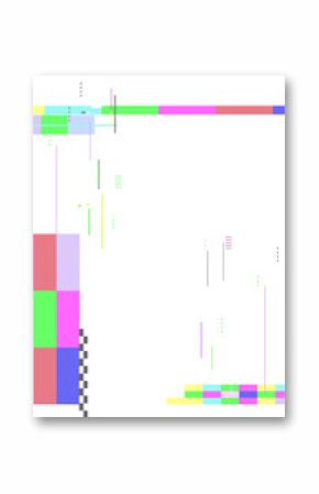 Displaying flat design abstract pattern on transparent background with multicolor bar, grid, lines