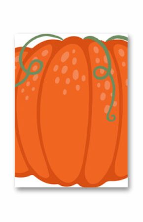 Vector pumpkin is featuring ribs lighter spots and curling vine tendrils on transparent background