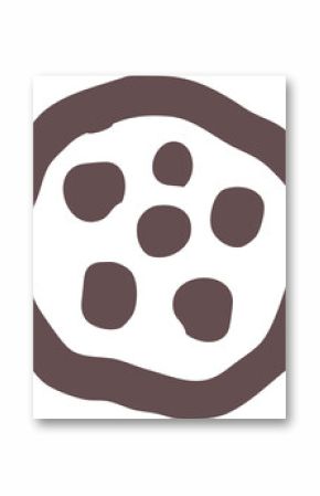 Cookie graphic is appearing in flat style with circular outline and chips on transparent background