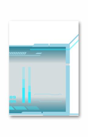 Floating HUD on transparent background showing segmented bar graphs, numeric text, connector nodes