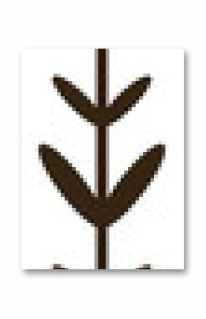 Flat design is showing brown-stemmed bloom with six leaves, orange petals on transparent background