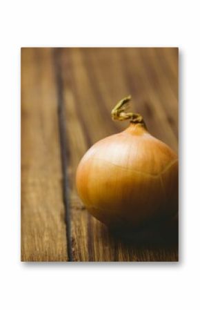 Fresh onion on wooden table