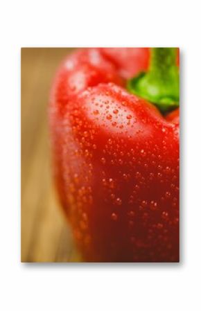 Fresh red pepper with water drops