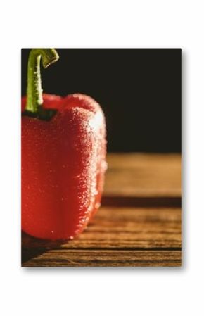Wet bell pepper on chopping board