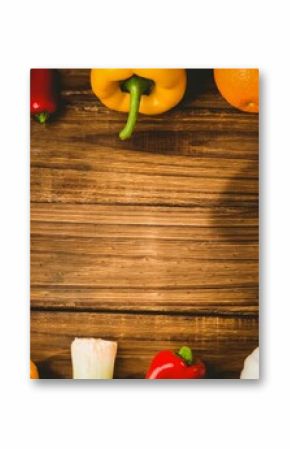 Overhead view of fruits and vegetables