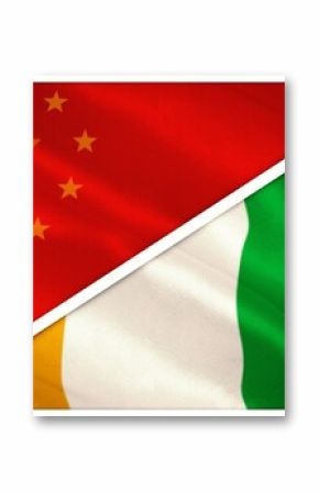 Close-up of Chinese and Ivory Coast flags