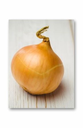 Fresh onion on wooden table