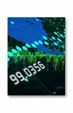 Displaying world map on dashboard, with cyan markers, green bar graphs, white numeric labels