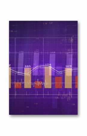 Displaying six-bar chart and line graph on data analytics interface, with waveforms and data labels