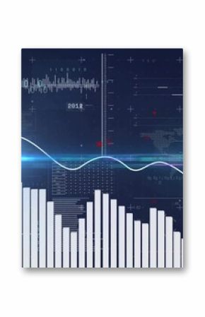 Displaying visualization interface at control hub, featuring bar chart sine wave grid lines and HUD