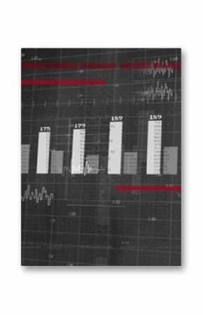 Displaying dashboard on screen with bar chart labels, grid ticks, red threshold lines and waveforms