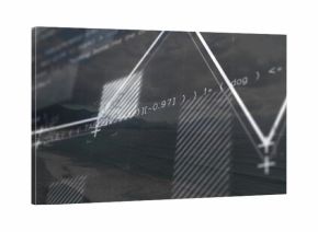 Displaying analytics overlay on lakeside view, with code snippets, bar chart and line graph