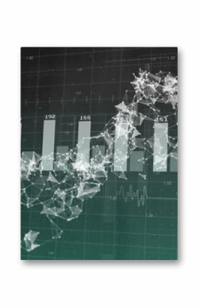 DNA strand and bar chart image over financial data background