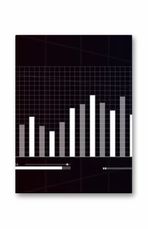 Bar and line charts with financial data processing image over grid background