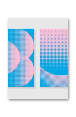 Abstract gradient background vector set. Minimalist style cover template with vibrant color, dot pattern, halftone collection. Ideal design for social media, poster, cover, banner, flyer, wall art.