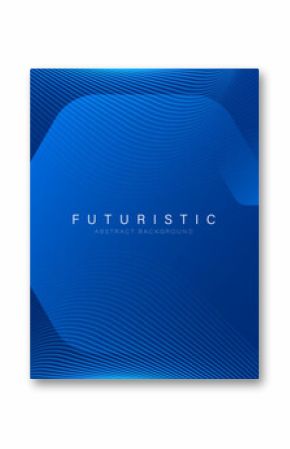 Modern abstract blue background with glowing geometric lines. Blue gradient hexagon shape design. Futuristic technology concept. Suit for banner, brochure, science, website, corporate, poster, cover