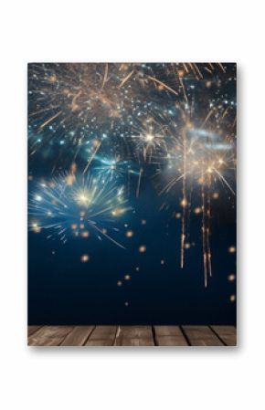 Silvester 2024 party New year Fireworks Firework background banner panorama long - sparklers and bokeh lights on rustic black wooden texture, with space for text