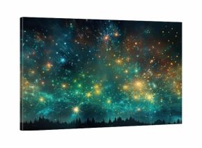 Kolorowe gwiaździste nocne niebo. 