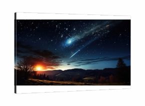 widok nieba i kosmosu, planet i księżyca i gwiazd, rozbłyski słońca, kosmos