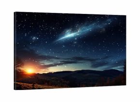 widok nieba i kosmosu, planet i księżyca i gwiazd, rozbłyski słońca, kosmos