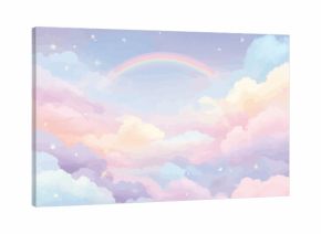 Pastelowe chmury, tło wektorowe w stylu kreskówki