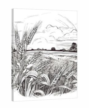 Pole zbóż pszenicy żniwa plony rysunek