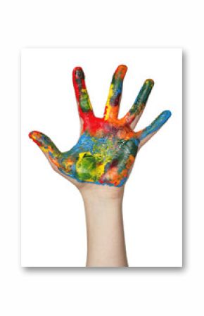 Hand covered in paint