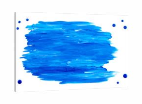 Blue acrylic paint frame/blot isolated on white
