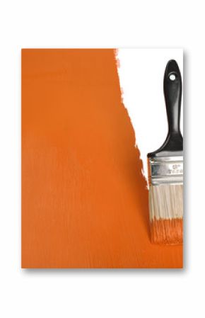 Brush Painting Wall With Orange Paint