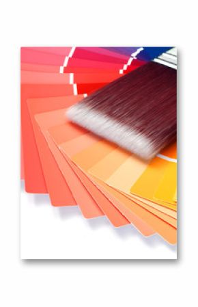 paint brush and colorful paint samples