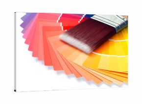 paint brush and colorful paint samples