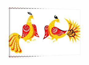 Fairy birds in the Gorodets painting style