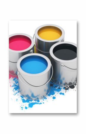 Cans with CMYK paint