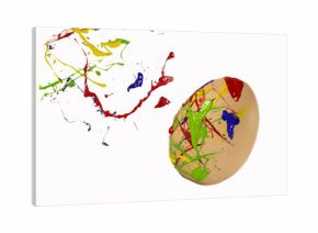 Multicolored paint sprays on the egg