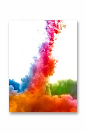 Rainbow of Acrylic Ink in Water. Color Explosion