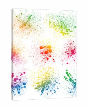 Set of 8 isolated colorful gradient rainbow grunge paint splashes on white background