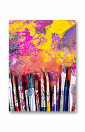 paint brushes on a palette